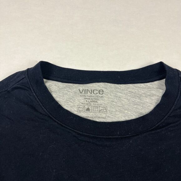 Vince Mens Double Layer Long Sleeve Crew Neck T-Shirt Black Gray Soft Tee XL - Picture 4 of 10